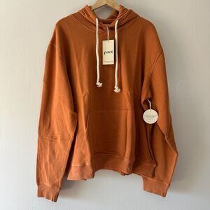 Pact Amber Brown One For All Unisex Hoodie‎ Pullover Organic Cotton Orange Large